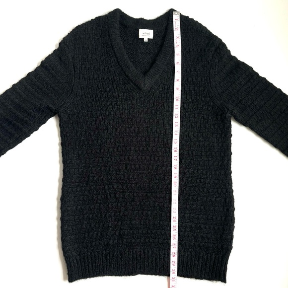 Wilfred Wool Mohair V-Neck Cable Knit Long Sleeve Sweater Oversized Small Black - Picture 10 of 13